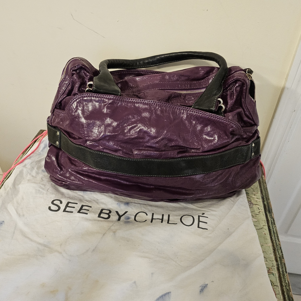 See By Chloe Purple Shoulder Bag with Glossy Finish